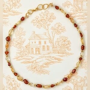 Citrine & Garnet Gold Plated Necklace Prescription  For Protection And Power